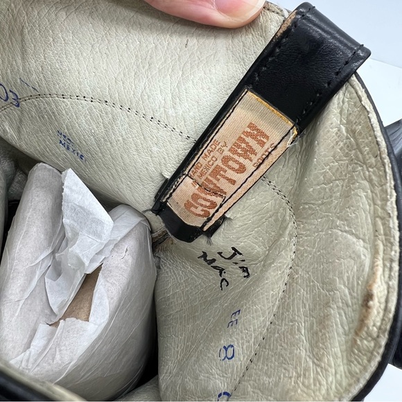 Cowtown Boots Black Leather Cowboy Boots Wide - Picture 7 of 9